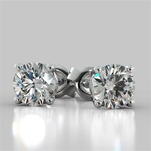 GRA Certified 18k White Gold 4 prong Moissanite 1CT  5mm Studs WCertificate